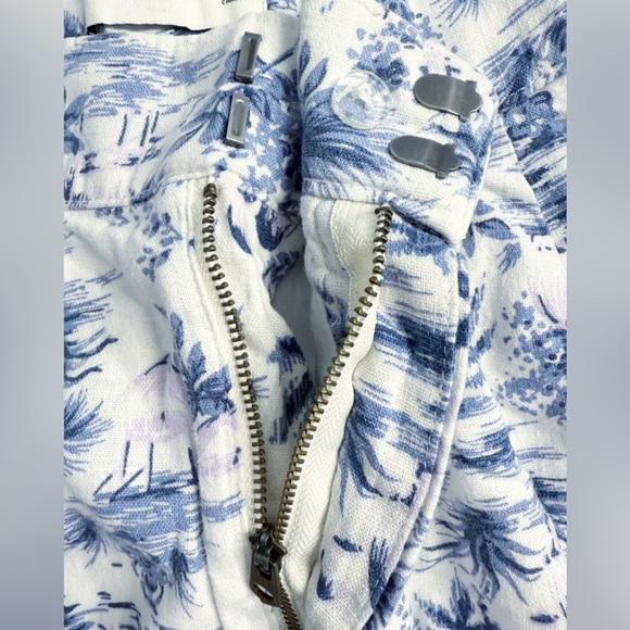 Abercrombie & Fitch Women’s Pants Small Blue White Floral Linen Blend Wide Leg - Picture 5 of 13